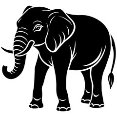 elephant isolated on white, black elephant silhouette vector illustration,icon,svg,pet,elephant characters,Holiday t shirt,Hand drawn trendy Vector illustration,elephant on black background