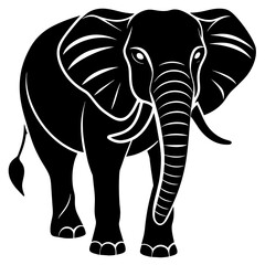 elephant isolated on white, black elephant silhouette vector illustration,icon,svg,pet,elephant characters,Holiday t shirt,Hand drawn trendy Vector illustration,elephant on black background