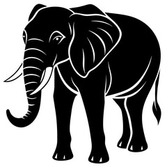 elephant isolated on white, black elephant silhouette vector illustration,icon,svg,pet,elephant characters,Holiday t shirt,Hand drawn trendy Vector illustration,elephant on black background
