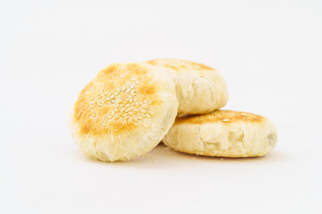 Chinese pastry mung bean cake on white background