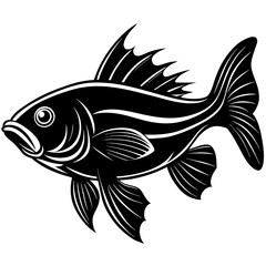 black and white fish, black fish, silhouette vector illustration,icon,svg,pet,goldfish characters,Holiday t shirt,Hand drawn trendy Vector illustration,fish on black background