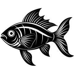 black and white fish, black fish, silhouette vector illustration,icon,svg,pet,goldfish characters,Holiday t shirt,Hand drawn trendy Vector illustration,fish on black background