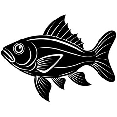 black and white fish, black fish, silhouette vector illustration,icon,svg,pet,goldfish characters,Holiday t shirt,Hand drawn trendy Vector illustration,fish on black background