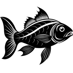 black and white fish, black fish, silhouette vector illustration,icon,svg,pet,goldfish characters,Holiday t shirt,Hand drawn trendy Vector illustration,fish on black background