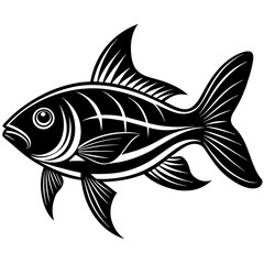 black and white fish, black fish, silhouette vector illustration,icon,svg,pet,goldfish characters,Holiday t shirt,Hand drawn trendy Vector illustration,fish on black background