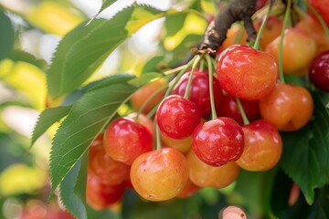 cherries on orchard tree