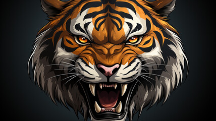 A fierce and powerful cartoon tiger logo icon with sharp, intense eyes.