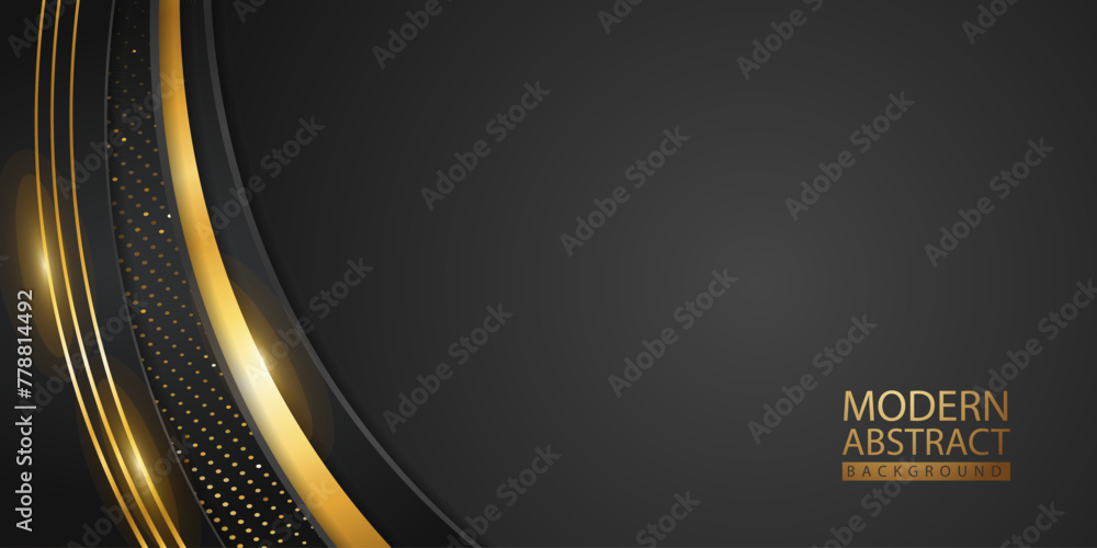 Poster abstract background with glitter and golden lines glowing dots golden combinations.