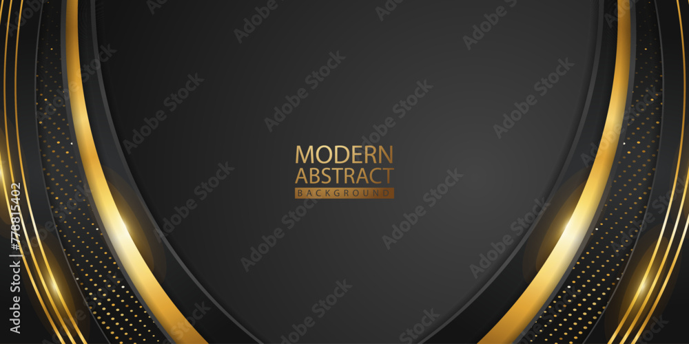Poster abstract background with glitter and golden lines glowing dots golden combinations.