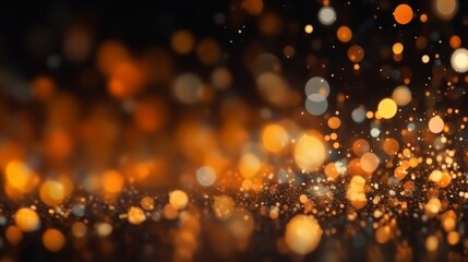 bokeh light with glitter against a black background. Generative AI