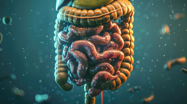 Exploring the Human Body, 3D Illustration of Human Digestive System Anatomy