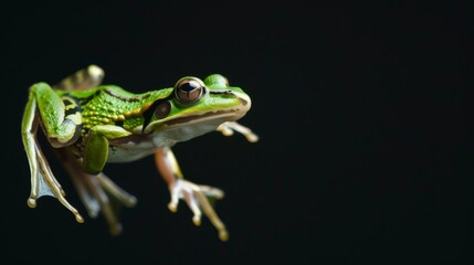 Fototapeta premium Jumping frog on a black background