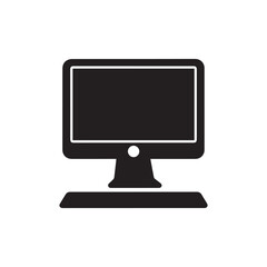 Monitor icon. Black Computer Monitor icon on white background. Vector illustration