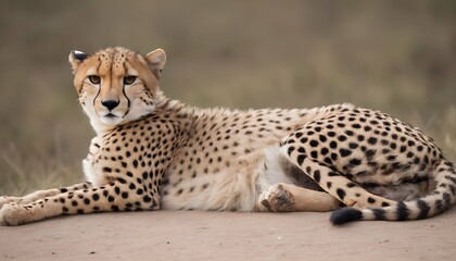 A-Cheetah-With-Its-Tail-Curled-Around-Its-Body-Re- 2