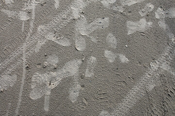Human tracks in the beach sand