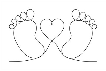 
Continuous single line Baby foot one line style. Hand drawing. stock illustration