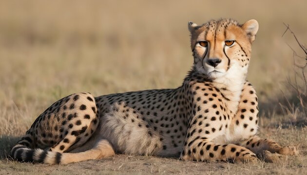 A-Cheetah-With-Its-Tail-Curled-Around-Its-Body-Re-Upscaled