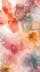 Watercolor wash of wildflower petals, soft colors, organic shapes