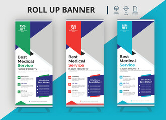 Clinic Medical Roll Up Banner Design Template,Medical roll up banner template for doctor and hospital service promotion