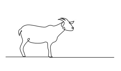 goat sheep One continuous single line hand drawn isolated background