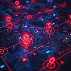 a red map of the world with the red arrows pointing at the map