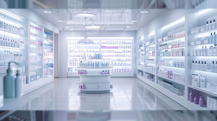 Modern Pharmacy Interior, Minimalist and Well-Organized Pharmacy Shop