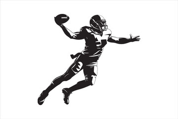 Silhouette of a American football man vector. rugby. american footballer