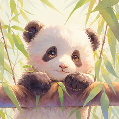 Charming Watercolor Illustration of a Cute Panda - 778821416