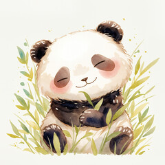 Charming Watercolor Illustration of a Cute Panda - 778821466
