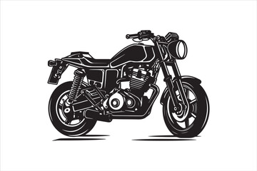 Obraz premium vintage motorcycle silhouette design vector isolated on white background. Hand-drawn vintage Ratro motorcycle. classic chopper.