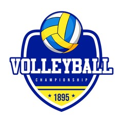 Fototapeta premium Volleyball championship logo emblem design illustration
