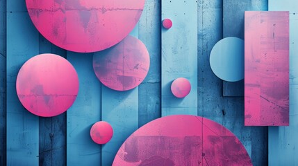 Abstract background pattern mixing Mercury, CNC, Circus elements in Blue & pastel pink. Minimalistic design with emphasis on negative space. - obrazy, fototapety, plakaty