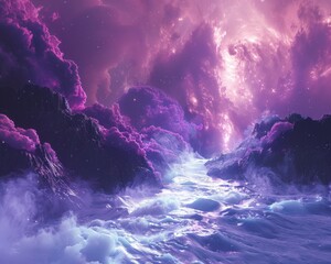 A mystical blend of tears and purple hues in a cosmic boutique, where Zephyr whispers life's essence into a surreal scene.