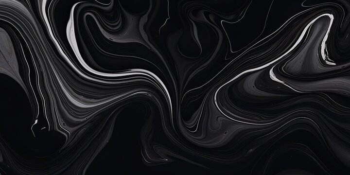 Black fluid art marbling paint textured background with copy space blank texture design