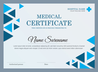 Medical certificate design template. Vaccine certificate and free covid template design. - obrazy, fototapety, plakaty