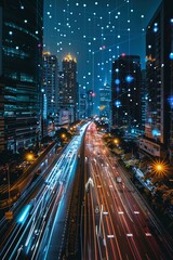 Fototapeta na wymiar Busy traffic in Smart Cities 