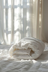 clean white folded duvet blanket generated.Ai