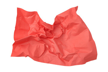 Red crumpled paper isolated on transparent background	