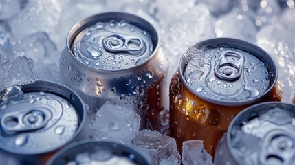 beer cans chill in ice