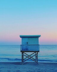 Lifeguard tower overlooking the ocean, Deep Sea Blues,Artistic Documentary,Retro,,,