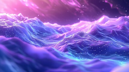 Cosmic view of psychic waves traveling through neonlit space, pastel gradients enhancing the sense...