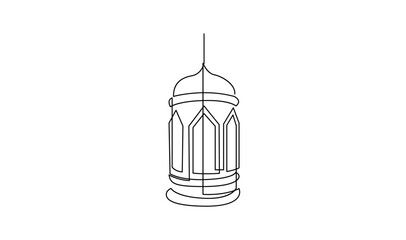 Lantern ramadan continuous line drawing decorative design on white background