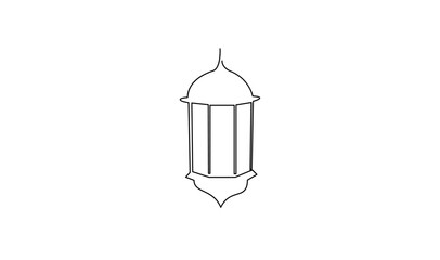 Lantern ramadan continuous line drawing decorative design on white background