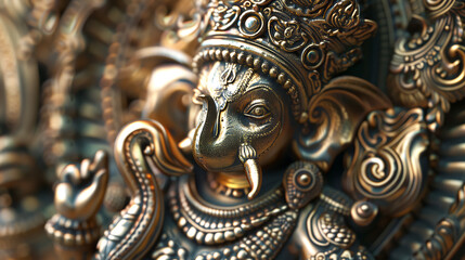 Intricate Elegance, Brass Deity Sculpture Capturing Exquisite Craftsmanship and Ornate Details