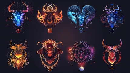 Fotobehang Collection of Zodiac Signs, Astrology Icons for Cosmic Guidance © Thanos