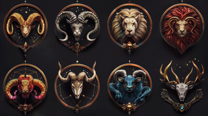Collection of Zodiac Signs, Astrology Icons for Cosmic Guidance - obrazy, fototapety, plakaty