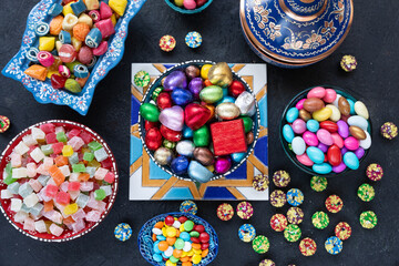 Colorful Ramadan Eid Candy and Chocolate Photo, Eid Celebration Among Family, Üsküdar Istanbul,...