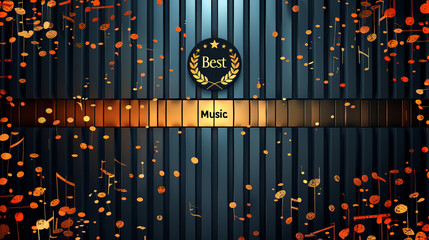 An elegant award with the inscription "BEST MUSIC".