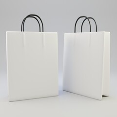 Shopping paper bag mockup isolated on white background