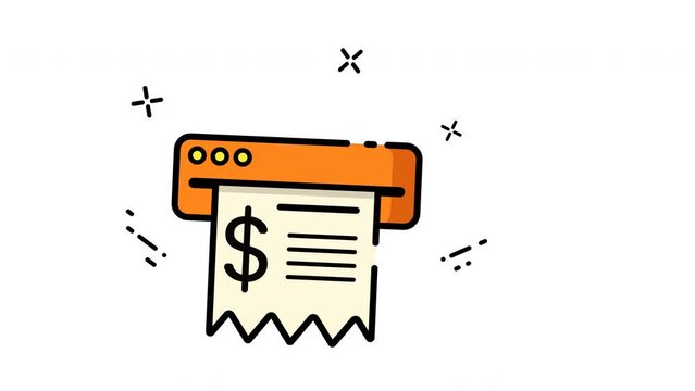 animation and motion icon of bill paper, ideal for financial presentations, business websites, or educational materials needing moneythemed illustrations.